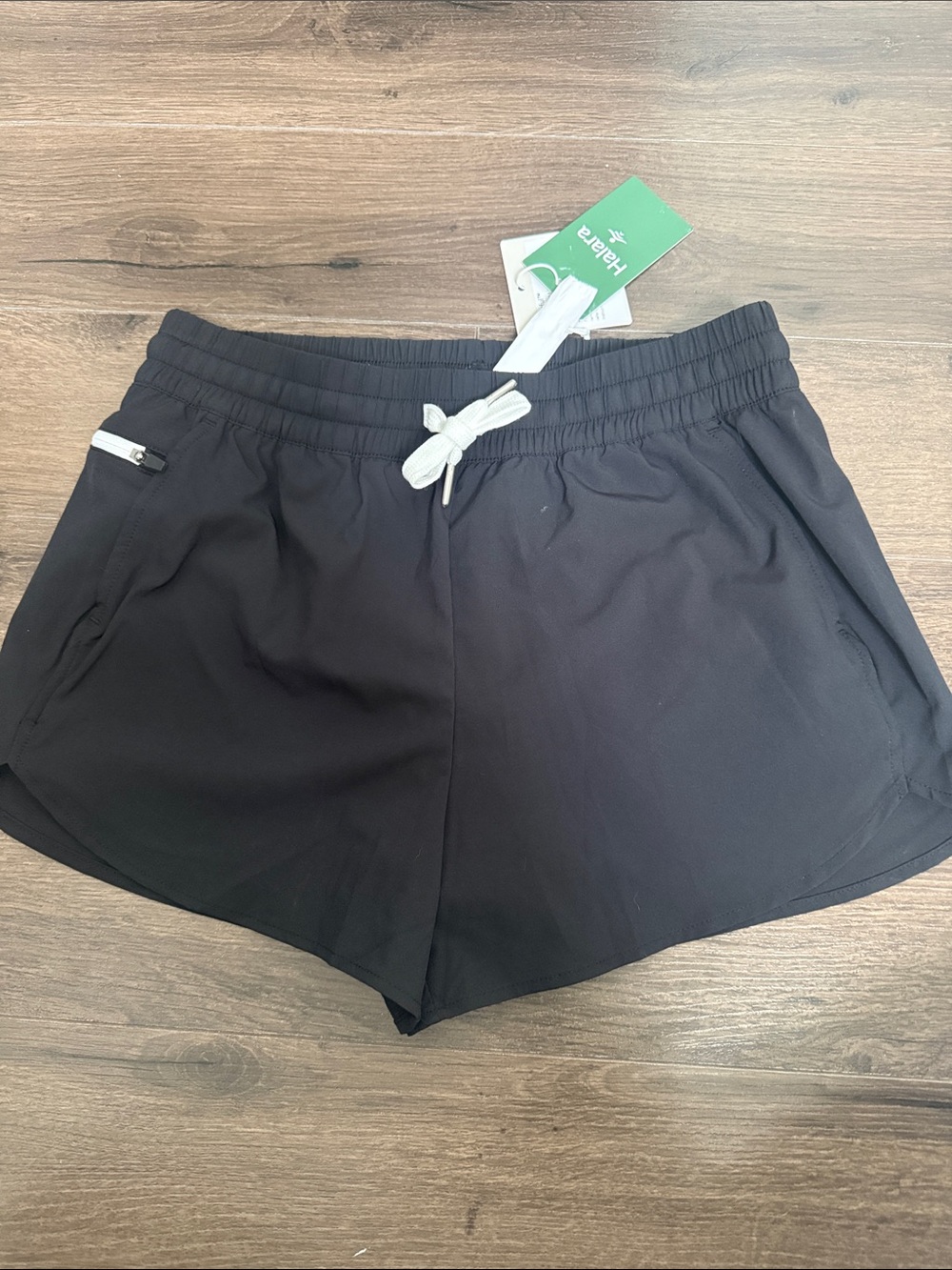 HALARA Black Athletic Shorts with White Drawstring